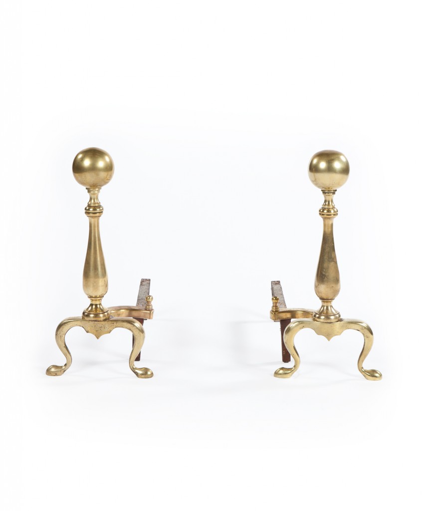 Brass Ball-Topped Andirons 1 | Kurtz Collection