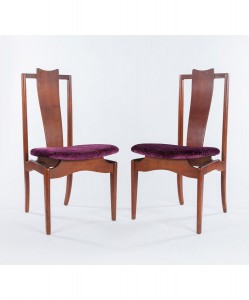 Mid-Century Modern High Back Chairs, Set of Two